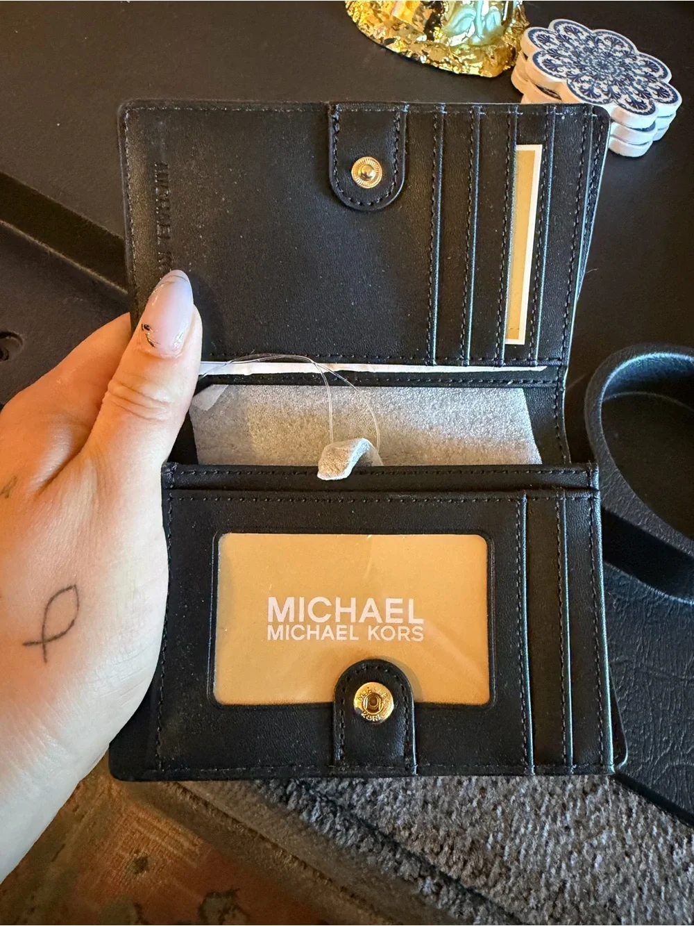Michael Kors Black and Gold Logo Wallet - Picture 2 of 2